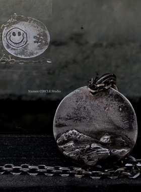 圆牌原创设计风暗黑银饰吊坠定制