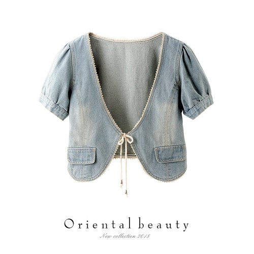 短款百搭修身显瘦坎肩牛仔外套