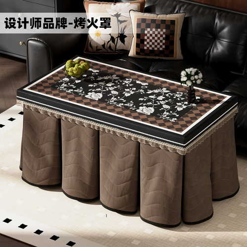 法式中古风电炉罩高级感火套烤火桌罩茶几罩套高颜值烤火罩烤火被 - 封面
