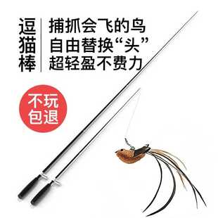 逗猫棒可伸缩耐咬玩小猫超长钓鱼竿弹力网玩具飞鸟耐咬Amy Carol