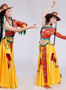 藏族舞蹈服女成人套装康定情歌25新款少数民族西藏新款藏式演出服