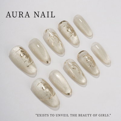 AuraNail纯手工穿戴甲国风手绘