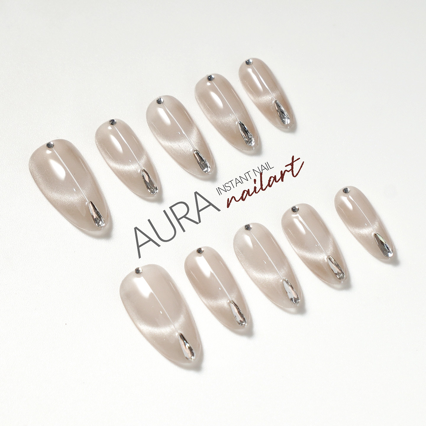 AuraNail【人鱼泪】纯手工穿戴甲高级中长款法式极光虾线气质猫眼,彩妆/香水/美妆工具,穿戴甲/甲片,淘宝优惠券,粉丝福利购,淘宝优惠卷