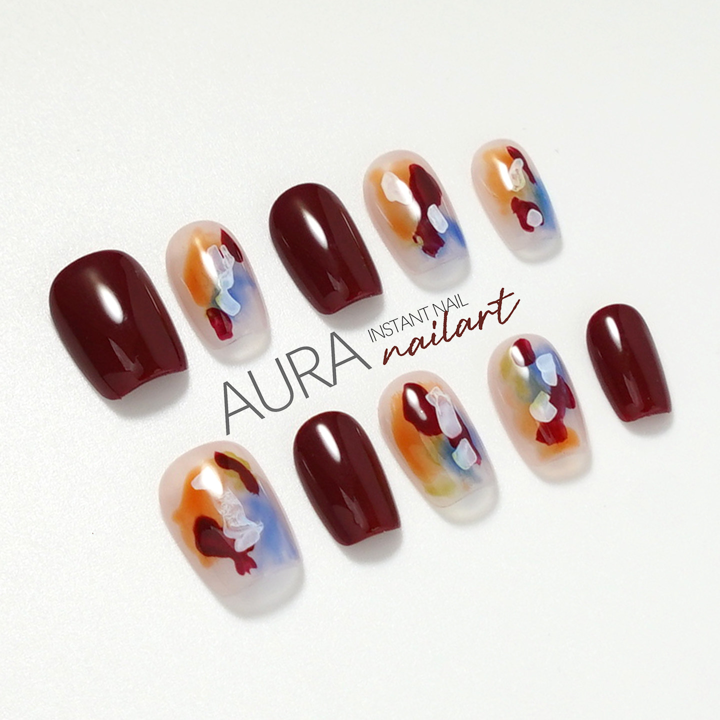 AuraNail【枫糖漫舞】纯手工穿戴甲2026秋冬短款高级彩绘气质显白,彩妆/香水/美妆工具,穿戴甲/甲片,淘宝优惠券,粉丝福利购,淘宝优惠卷