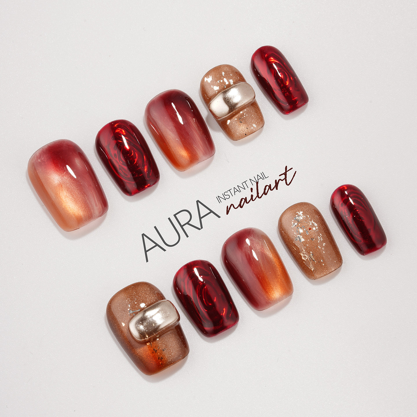 AuraNail【迪拜琥珀】纯手工穿戴甲2026中长款琥珀色高级显白贵气,彩妆/香水/美妆工具,穿戴甲/甲片,淘宝优惠券,粉丝福利购,淘宝优惠卷