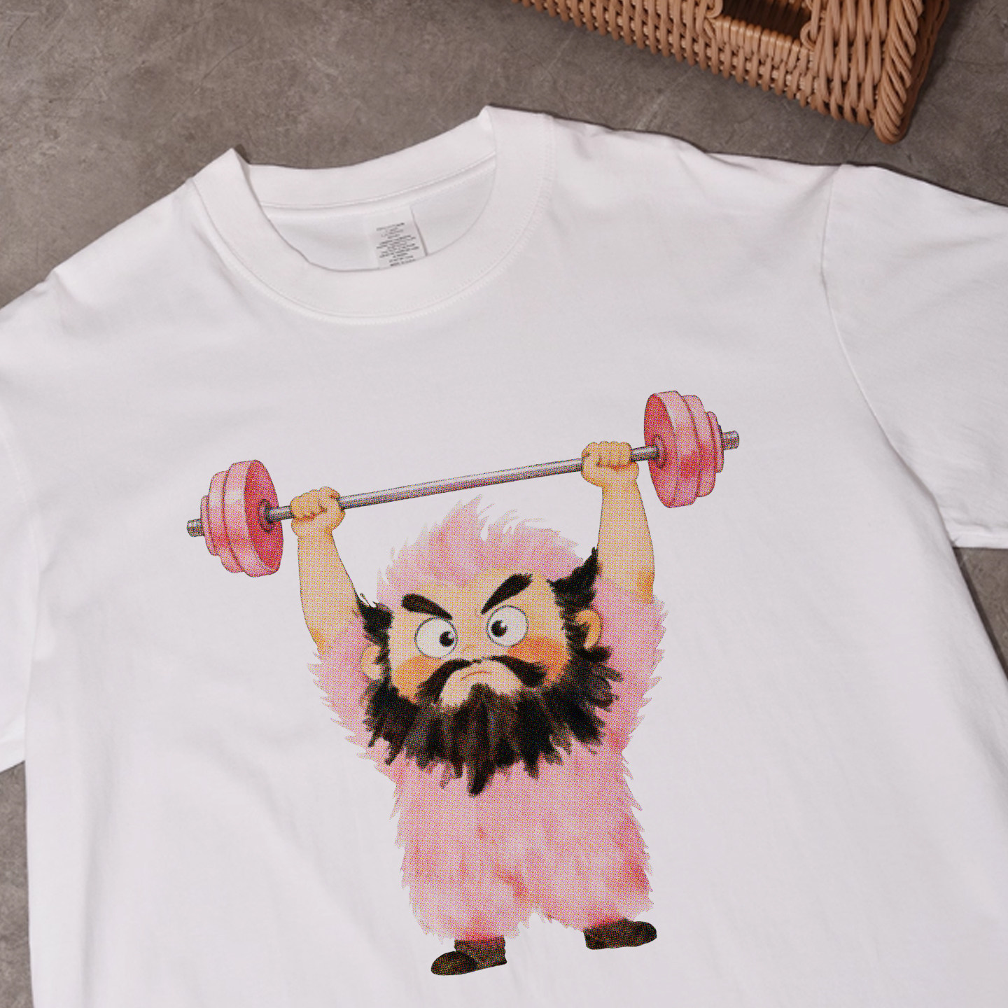 趣味搞笑张飞头像印花t恤短袖运动健身举铁gym衣服纯棉男女大码超