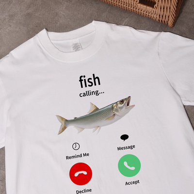 趣味搞笑钓鱼佬纯棉短袖T恤