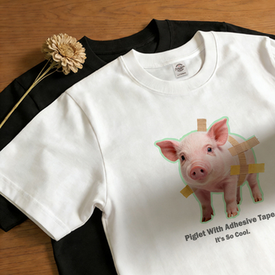 可爱小猪印花纯棉短袖T恤