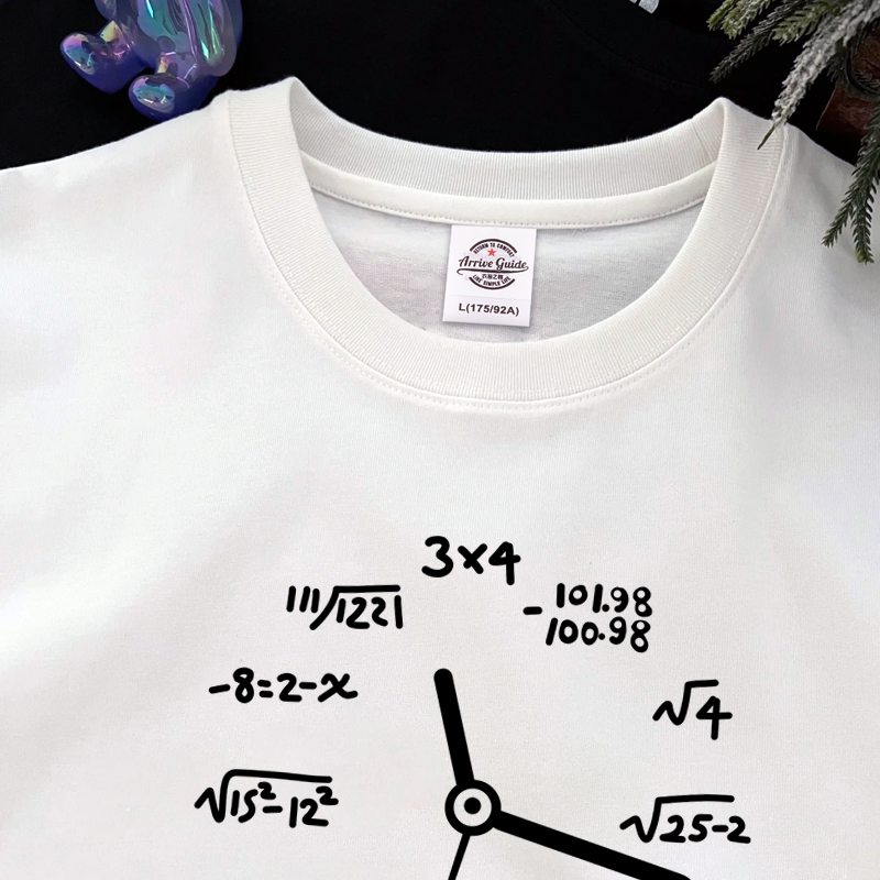数学公式时钟创意设计感学生短袖