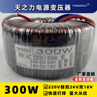 300W环形变压器220V转双24V双18V单相隔离电源干式纯铜电源牛定做