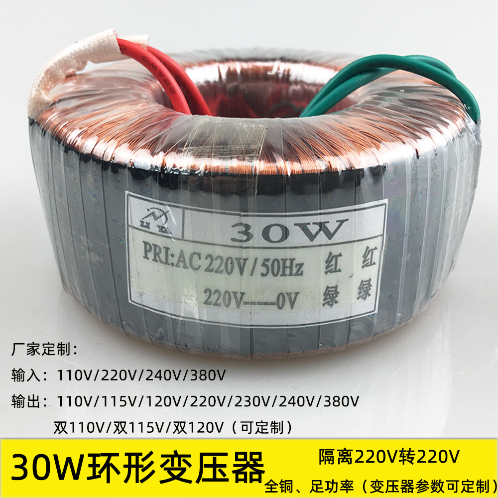 30W隔离环形变压器  220V转220V 防雷电源 110V220V380V 厂家订制 五金/工具 隔离变压器 原图主图