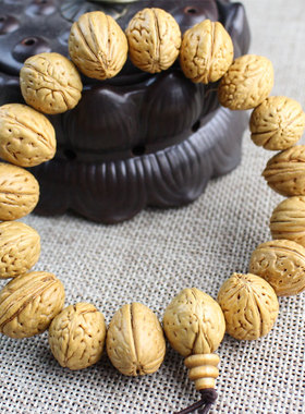 野生桃核脑纹文玩饰品佛珠念珠