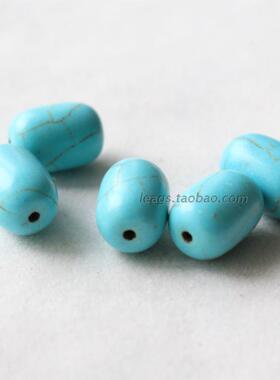 蓝松石桶珠鼓珠14*10mm 手工diy佛珠配件星月菩提腰珠仿兰松