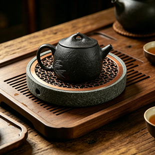 复古壶承便携可拆卸茶壶垫乌金石茶托陶瓷壶托家用茶壶底座配件