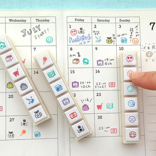 日本KODOMO NO KAO按键浸透印章Pochitto6手账可爱图标无需印台