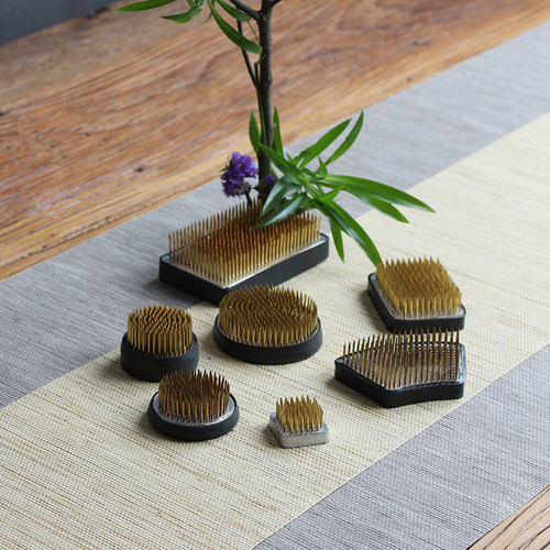 剑山插花器 日式  加密禅意 插花底座工具 铜针剑山 中式插花用品