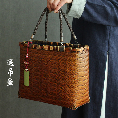 竹圣汇文雅复古竹编包