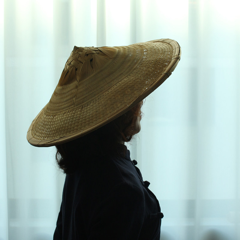 竹帽子竹编手工斗笠防雨遮阳草帽精品古风侠客装饰演出道具实用