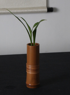 日式风竹编禅意小花器茶台摆件