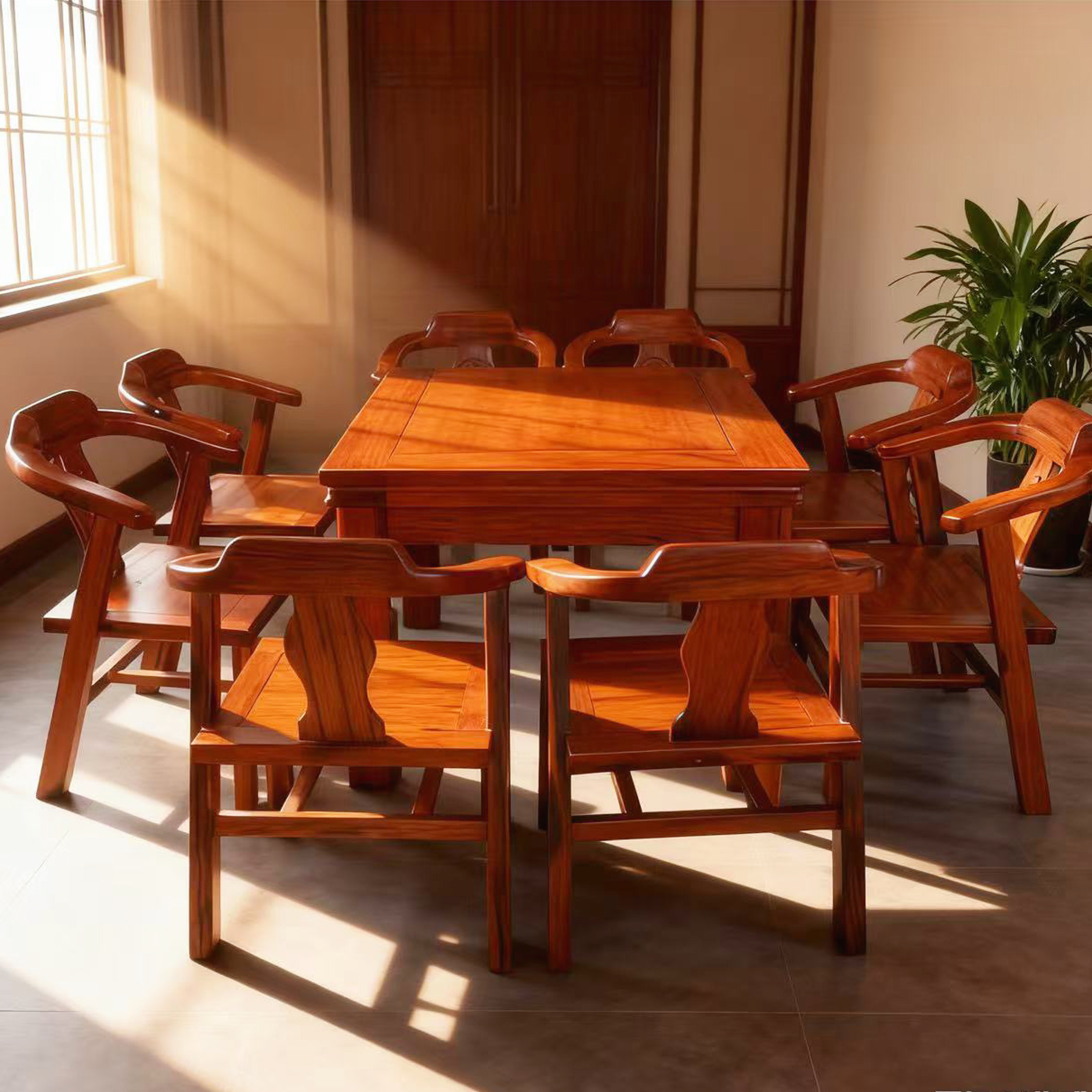 老船木餐桌坤甸木桌椅中式餐厅