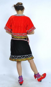 云南少数民族成人女装舞蹈演出佤族服装短款短裙舞台表演服红色