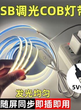 5Vusb灯带cob发光均匀可调亮度