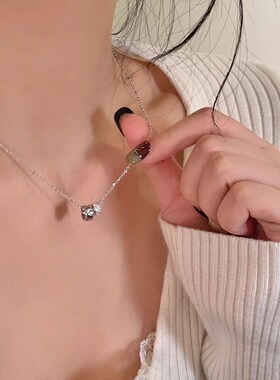 S925纯银秋日闪锆小蛮腰项链高级感轻奢小众锁骨链精致毛衣链配饰