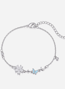 蝴蝶月亮吊坠夜光四叶五花手链女