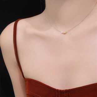 925纯银迷你淡水珍珠海豚鲸鱼项链女小众气质超细百搭隐形锁骨链