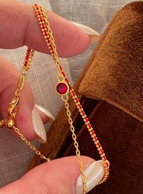 新年本命年双层红色编织手链女款