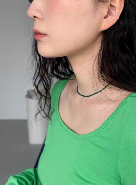 超细绿色尖晶石串珠项链choker女