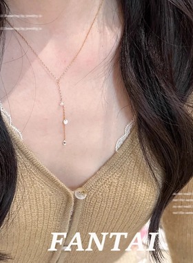 S925纯银蓝色水滴吊坠项链配饰女