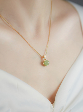 925纯银福袋和田玉项链女