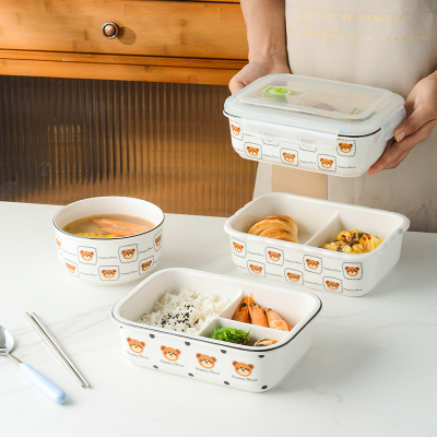 盖子可微波炉加热陶瓷四面扣饭盒