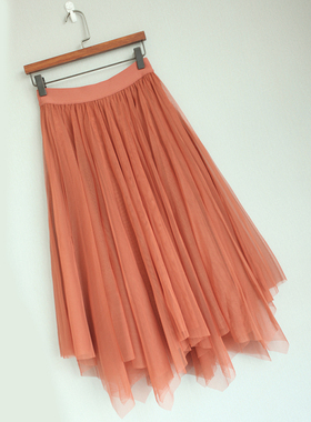 半身裙子2025秋冬季新款半裙女网纱裙中长裙搭配大衣黑色超好看