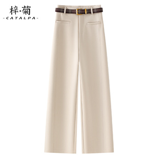 高级西装 秋冬款 裤 冬季 杏色毛呢阔腿裤 垂感休闲直筒裤 子女2025新款