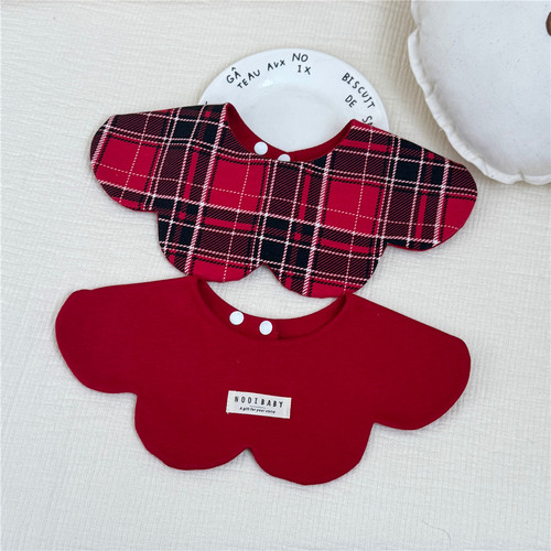 双面全棉口水巾花瓣围嘴转圈