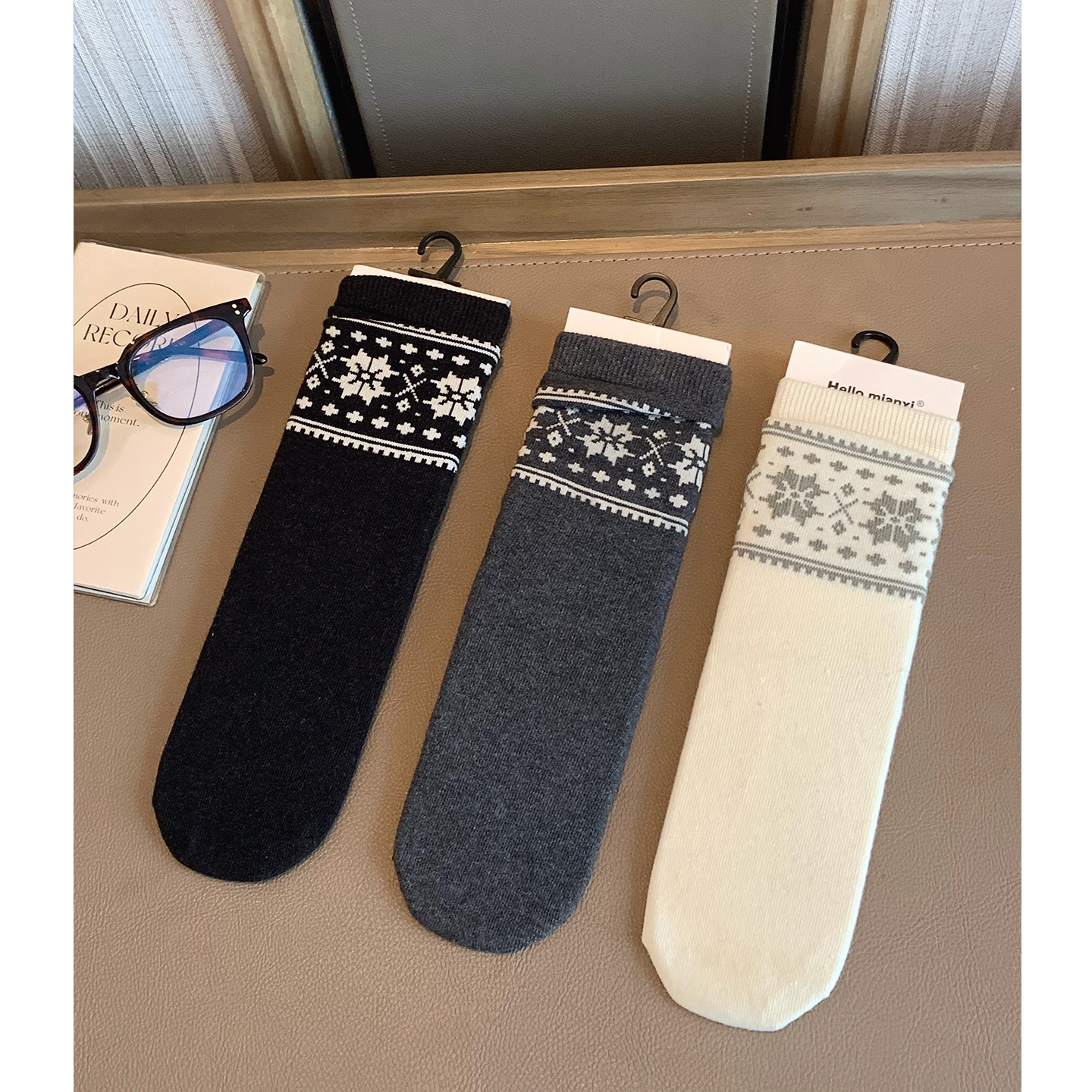 加厚保暖羊毛堆堆袜复古民族风