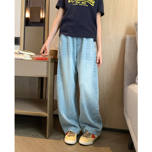 复古水洗慵懒松弛感弯刀牛仔裤