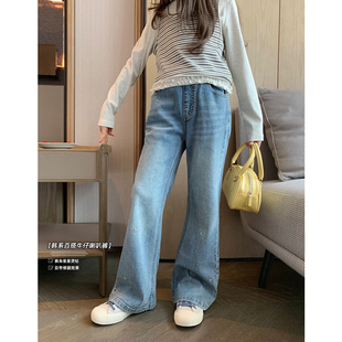 学生马蹄裤 女大童烫钻牛仔喇叭裤 少女高弹显瘦微喇裤 新款 2026春季