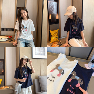 女大童卡通小马短袖T恤2026夏季新款初中生韩版休闲上衣宽松薄棉T