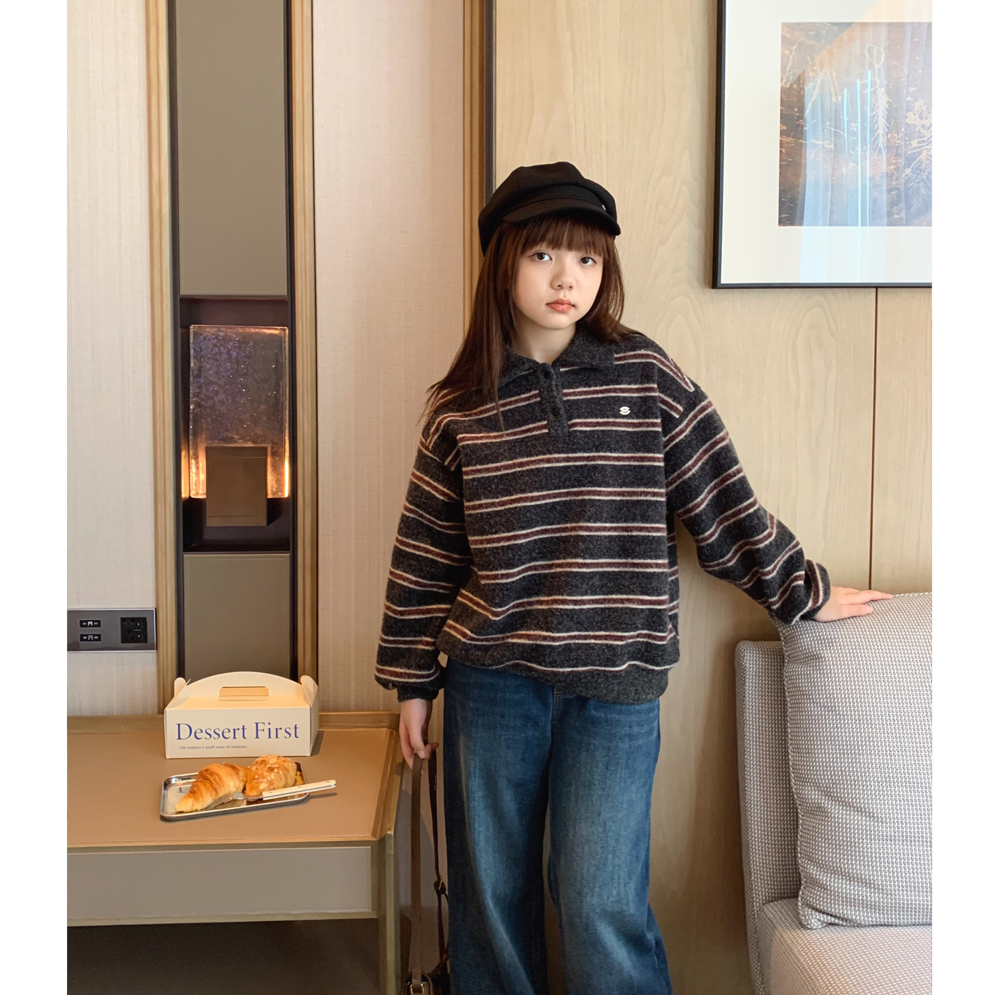 女大童翻领加绒卫衣2025冬季新款青少年韩版条纹保暖上衣学生绒衫,童装/婴儿装/亲子装,卫衣/绒衫,淘宝优惠券,粉丝福利购,淘宝优惠卷