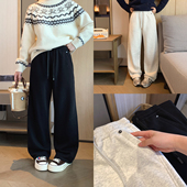 2025冬装 新款 青少年百搭保暖直筒裤 女大童加绒弯刀裤 学生校园长裤