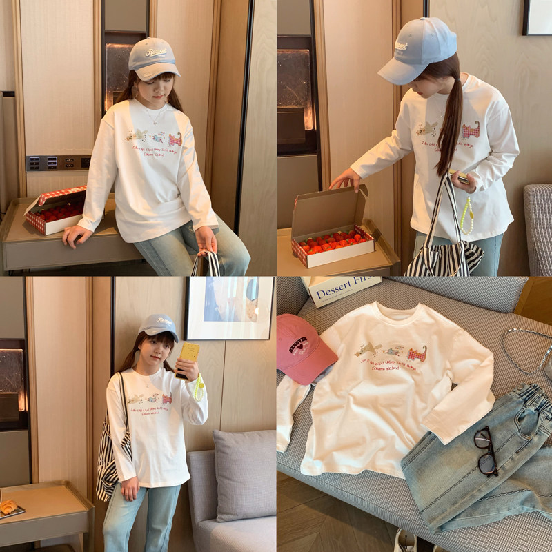 女大童卡通长袖T恤2025春装新款青少年休闲宽松韩版棉T百搭打底衫,童装/婴儿装/亲子装,T恤,淘宝优惠券,粉丝福利购,淘宝优惠卷