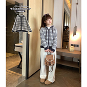 女大童复古针织开衫 连帽厚毛衣外套 青少年费尔岛时尚 2025冬季 新款