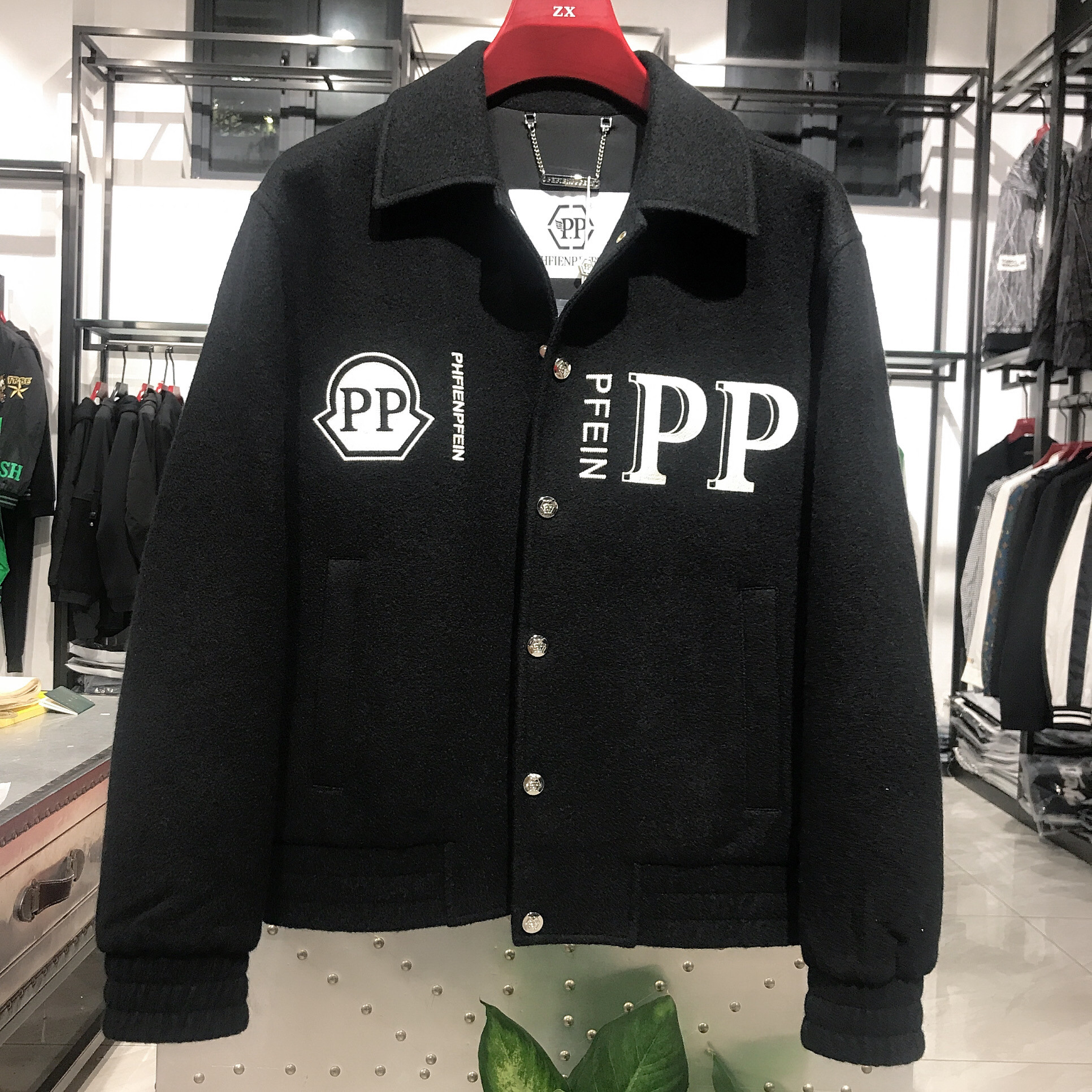PP菲恩设计师原创品牌高端2024冬季潮牌翻领夹克衫男绵羊毛外套