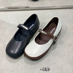 鞋 实拍2025真皮女鞋 浅口四季 休闲舒适平底圆头羊皮玛丽珍鞋 女单鞋