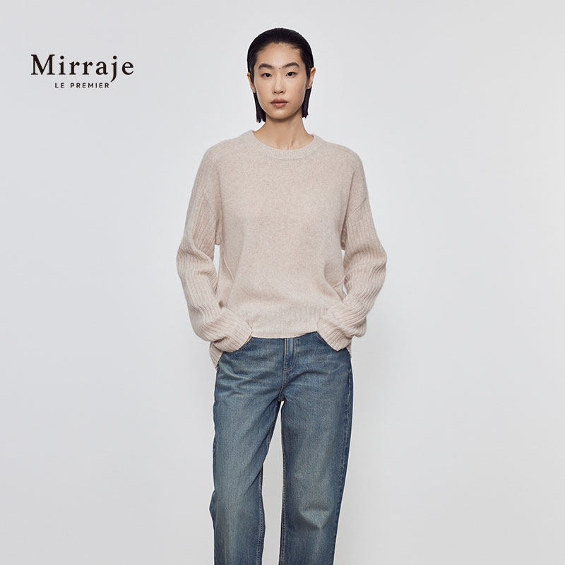 Mirraje秋冬新款软糯羊绒羊毛慵懒风套头毛衣针织衫女