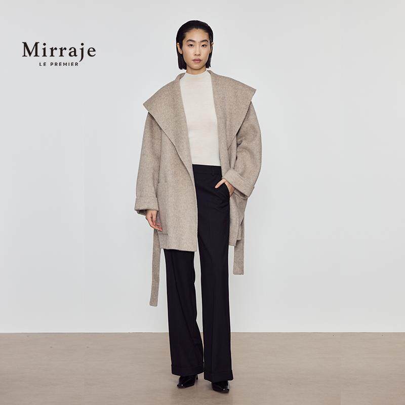 Mirraje新款披肩领双面呢大衣大翻领三种穿法高级感女款外套