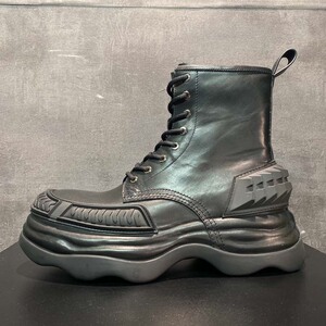 街拍设计款小众款厚底牛皮短靴男增高6.5CM马丁靴高品质拉链男靴